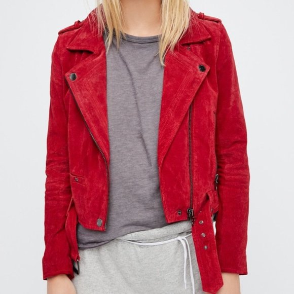 red suede moto jacket